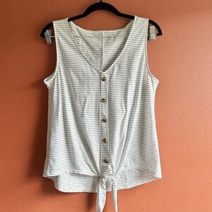 NWT LOFT Navy Button-Front Tie-Front Sleeveless Tank